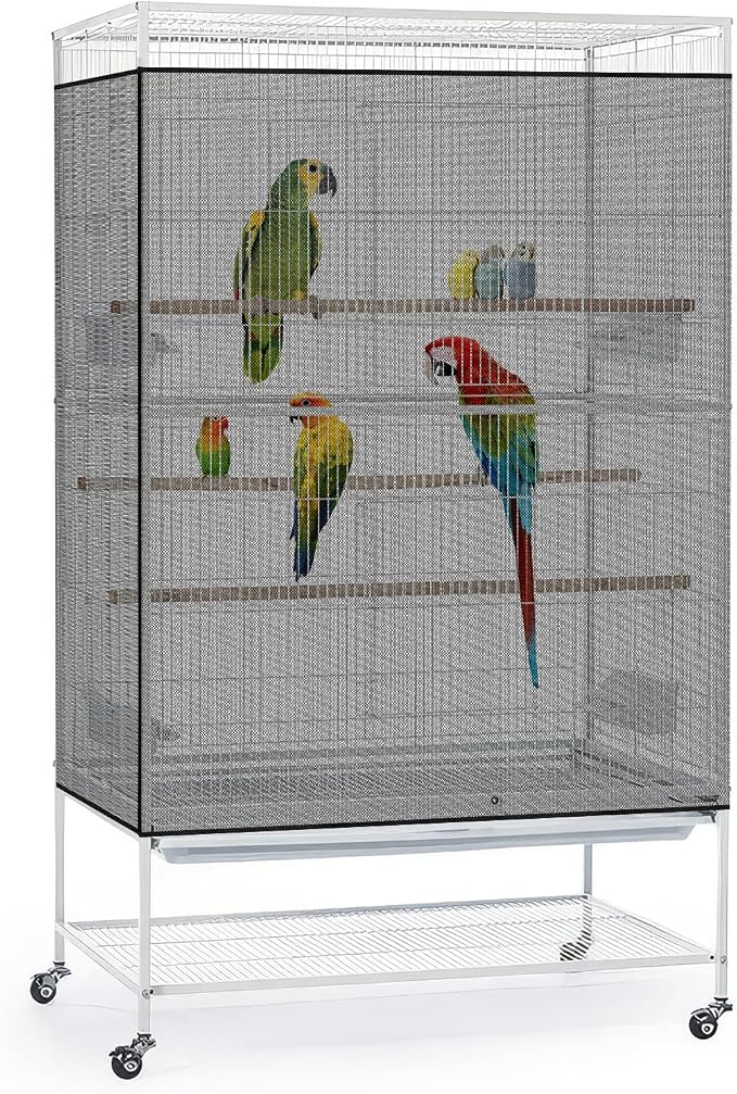 Bissap Bird Cage Seed Catcher, 90-118‘’ Universal Birdcage Net Nylon 31.8'' H by Bissap
