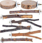 Libiline 8 Pieces Bird Perch Natural Wooden Parrot Perch Stand Fork Toys by Libiline