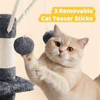 Yaheetech Cat Tree, 67in Large Tower w/ 3 Removable Teaser Sticks, 2 Kitten-Ear - Image 4