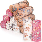 Tegeme 12 Pcs Pet Blankets Soft Fluffy Fleece Dog Cat Warm Paw Print Pattern by Tegeme