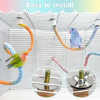 BNOSDM Bird Rope Perch with Stand Perch Toy Set Bendable Rope Perches Wooden - Image 5