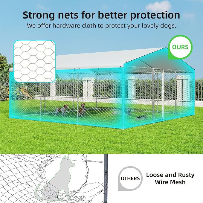 15'x15' Large Outdoor Dog Kennel, Heavy Duty Dog Enclosure - Image 3