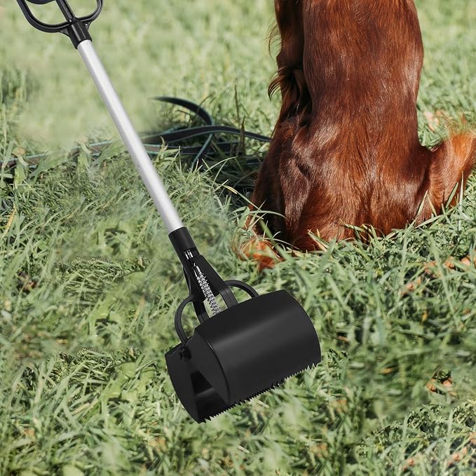Cabilock Pet Poop Scoop Long Handle Dog Waste Picker Outdoor Cleaning Tool Black - Image 7