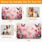 Rose Pink Dog Cat Food Mat, Butterfly Absorbent Waterproof Placemat - Image 6