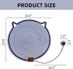 Cat Scratcher Mat, Natural Cotton Rope Cat Scratching Pad, 16.9'' Round Cat - Image 2