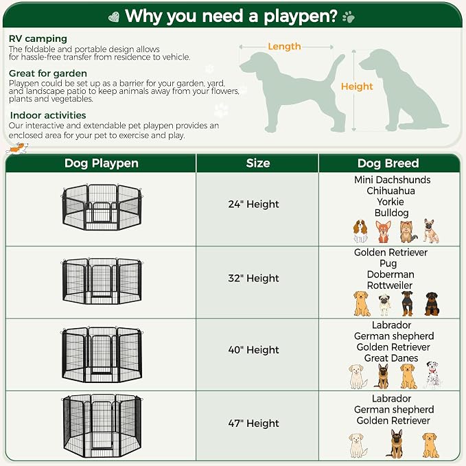 Yaheetech Dog Playpen Outdoor, 40 inch 12 Panels Dog Pen Indoor Heavy Duty - Image 7