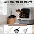 Cat Litter Scoop Holder – Wood-Grain Dual-Open Scoop Caddy - Image 2
