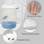 Bird Cage Seed Catcher, 45-90'' Adjustable Cover, Universal Nylon Mesh Net - Image 3