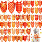 Abbylike 50 Pcs Orange Plaid Dog Bandanas Bulk Check Pattern Bandanas by Abbylike