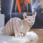 PUMYPOREITY Sphynx Cat Clothes: Soft, Stretchy Rainbow Sweater & Turtleneck - Image 5