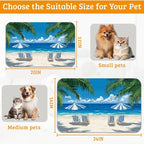 Pet Feeding Mat, Sea Beach Absorbent Dog Cat Food Mat Palm Tree Dog Mat - Image 6