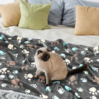 Tegeme 12 Pcs Pet Blankets Soft Fluffy Fleece Dog Cat Warm Paw Print Pattern - Image 4