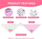 Dog Birthday Bandana Girl for Small Dogs, Reversible 2 Patterns in 1, Puppy - Image 2