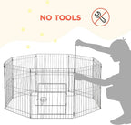 Yaheetech 24" High 8 Panel Foldable Metal Dog Exercise Pen Pet Playpen Dog - Image 7
