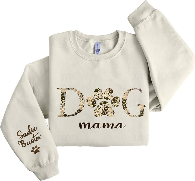 LOVELYPOD Custom Embroidered Dog Mom Sweatshirt by LOVELYPOD