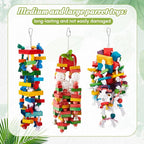 3 Pcs Extra Large Bird Parrot Toy Multicolored Natural Wooden Parrot Cage - Image 5