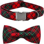 Dog Collar, Christmas Dog Collar Plaid Pet Collar Bow Holiday Bows Girl Boy by BoboRainbow