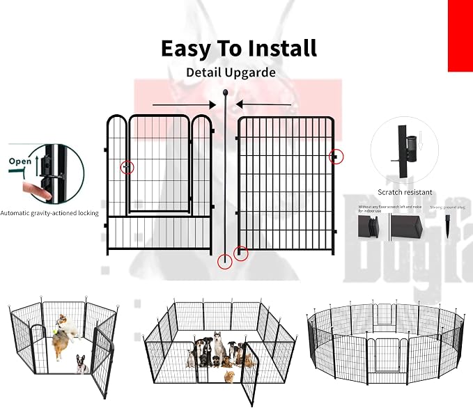 Dog Playpen Outdoor for Medium/Large Dogs 36'' High, 4 Add-on Heavy Duty Dog - Image 6