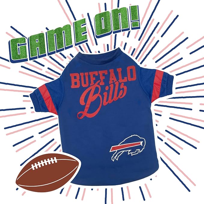 Pets First NFL Buffalo Bills Striped Dog & Cat T-Shirt, Medium. Football Pet - Image 4