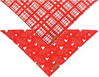 Realeaf Valentine's Day Dog Bandanas 2 Pack, Reversible Red Plaid Heart Dog - Image 3