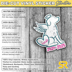 Custom Pet Memorial Heart Name Sticker Personalized Text Loss of Dog Decal - Image 4