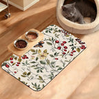 Butterfly Flower Dog Food Mat, Vintage Berry Absorbent Pet Feeding Mat by Unknown