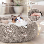 rabbitgoo Cat Beds for Indoor, 20 inches Machine Washable, Fluffy Round Pet Bed - Image 2