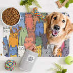 Funny Cats Family Dog Cat Food Mat, Absorbent Pet Feeding Mat - Image 7