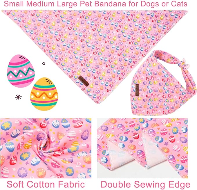 Easter Day Dog Bandana, UP URARA PUP Easter Eggs Triangle Bid Scarf - Image 2