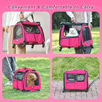 Large Pet Carrier with Wheels, Foldable Rolling Dog Carrier with Big Pocket - Image 7