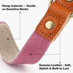 Plutus Pet Genuine Leather & Hemp Dog Collar – Adjustable Heavy Duty Pet Collar - Image 2