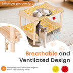 2-Layer Cat Hammock Bed, Breathable Washable Covers, Wooden Pet Furniture - Image 3