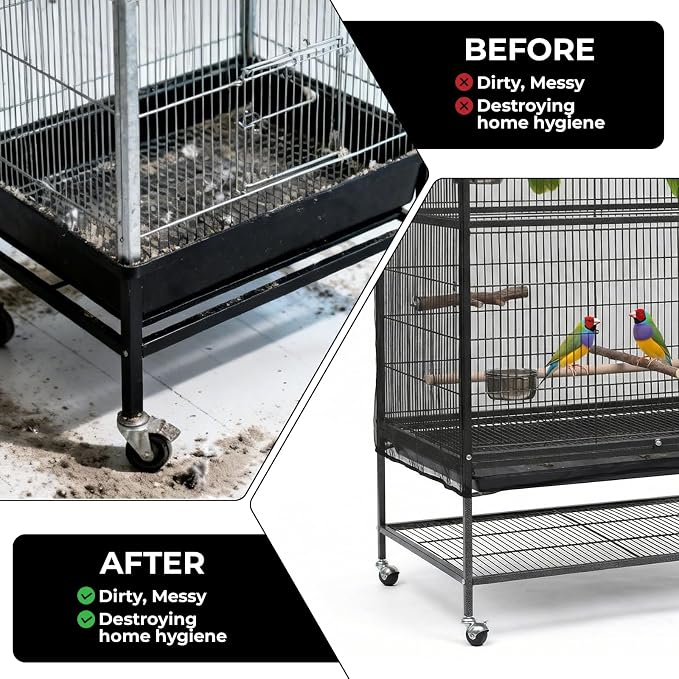 Large Bird Cage Cover Bird Cage Seed Catcher 118 x 31 Inches Adjustable Elastic - Image 4