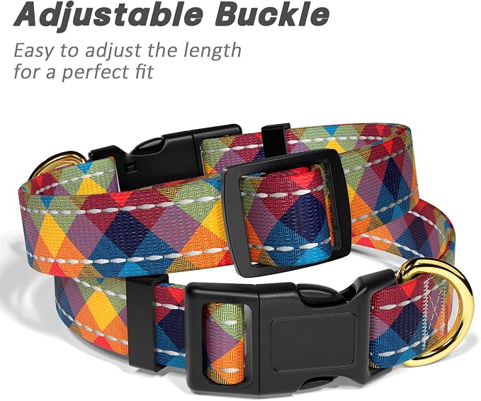 Reflective Dog Collar for Medium Dogs, Cute Boho Adjustable Heavy-Duty Nylon - Image 6