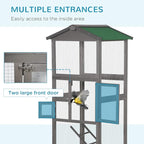 PawHut 65" Wooden Bird Cage Outdoor Aviary House - Image 4