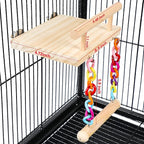 Bird Perches Cage Toys Parrot Wooden Platform Play Gyms Exercise Stands - Image 7