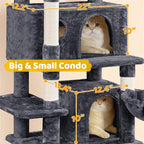 Yaheetech Cat Tree, 67in Large Tower w/ 3 Removable Teaser Sticks, 2 Kitten-Ear - Image 5