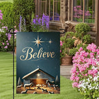 Christmas Nativity Garden Flag 12x18 Double Sided Believe Starry Night Stable - Image 5