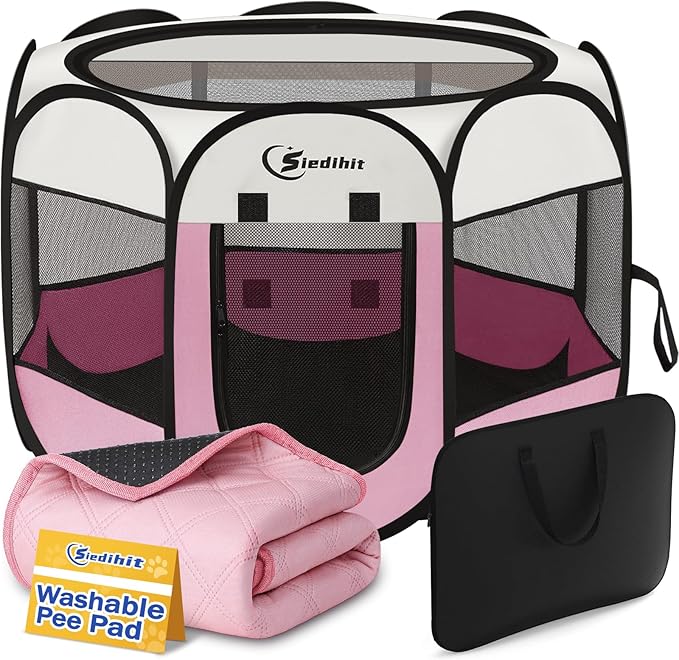 Dog Cat Playpen, Puppy Pet Playpen Indoor by Siedihit