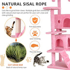 BestPet | 54" Cat Tree Tower | Pink | Sturdy, Hanging Cat Toys, Observation - Image 4