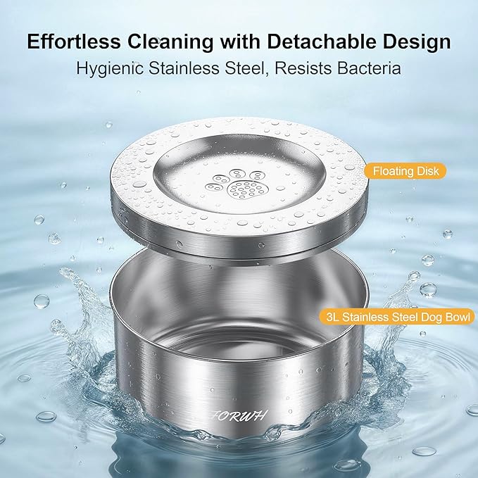 Stainless Steel Dog Water Bowl No Spill, 101oz/3L Large Capacity Pet Water - Image 4