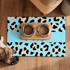 Puppy Feeding Mat 20x12 inch Blue Leopard Print Dog Bowl Placemat Non Slip Mat - Image 5