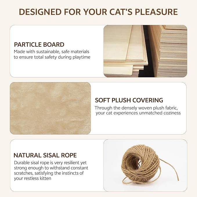 16-in-1 Cat Wall Shelves, Wall Mounted Cats Furniture Set w/Plush Fabric - Image 6