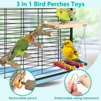 3in1 Bird Perch Toys for Parrots, Wooden Ladder Perch for Cage, Parrot Platform - Image 3