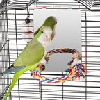 Colorday 7" Bird Mirror with Rope Perch, Bird Swing, Parrot Cage Toys - Image 2