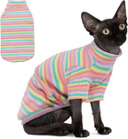 PUMYPOREITY Sphynx Cat Clothes: Soft, Stretchy Rainbow Sweater & Turtleneck by PUMYPOREITY