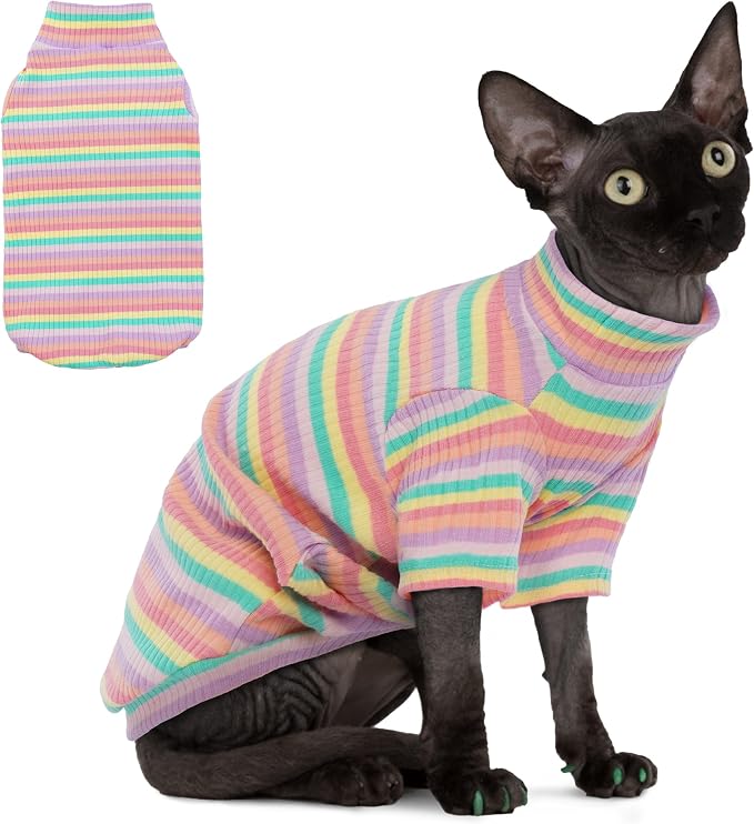 PUMYPOREITY Sphynx Cat Clothes, Turtleneck Sphynx Cat Sweaters, Cat Clothes by PUMYPOREITY