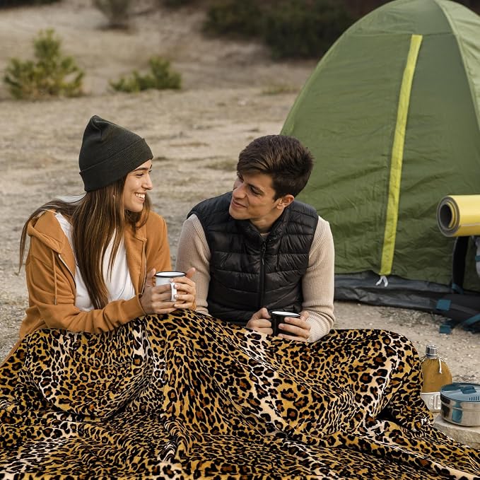 Bnuitland Leopard Print Flannel Twin Size Blanket - Image 6