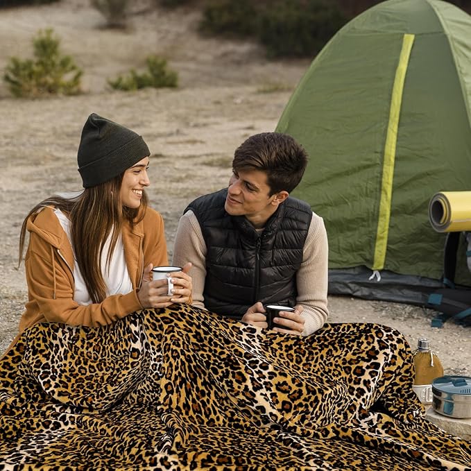 Bnuitland Leopard Print Fleece Flannel Throw Blanket, 300 GSM Double Sided - Image 4