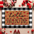 Tinideya 2 Pcs Valentine Door Mat Hello February 14th Welcome Non Slip Coir by Tinideya